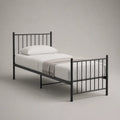 Metallbett Einzelbett, Schwarz, Liegefläche 90 × 200 cm, Gesamtmaß 208 × 96 × 100 cm