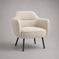 Loungesessel mit Armlehnen, Polyester-Bouclé und Stahl, Creme und Schwarz, 78 × 74 × 80 cm