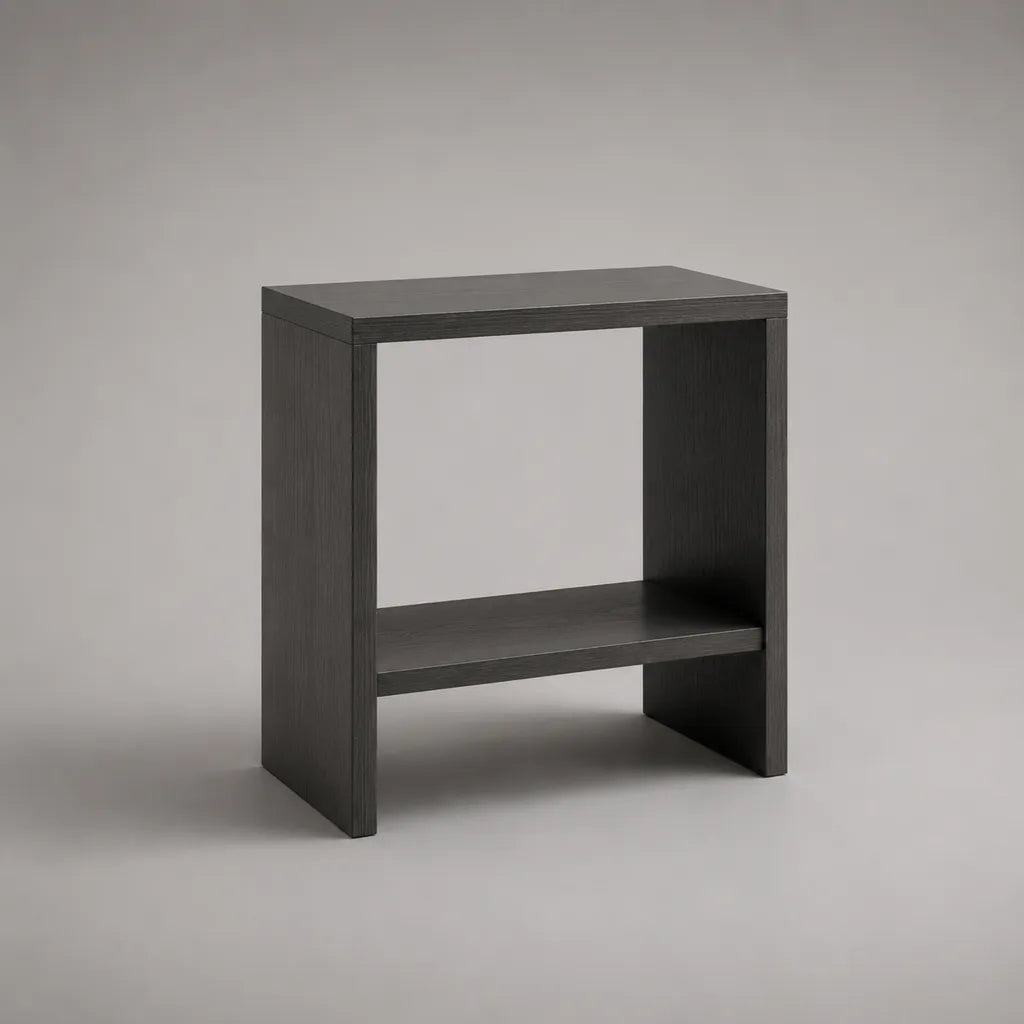 Rechteckiger Beistelltisch aus melaminbeschichtetem MDF mit Ablage, Schwarz, 45 × 30 × 50 cm