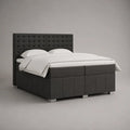 Boxspringbett 180 × 200 cm mit Taschenfederkernmatratze, Topper und Polyesterbezug, Anthrazit/Silber