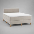 Boxspringbett-Komplettset 160 × 200 cm in Beige mit Taschenfederkernmatratze und Topper, Gesamtmaß 160 × 208 × 110 cm