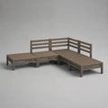 Modulares Gartensofa-Set, 3-teilig, aus massivem Akazienholz, L-Form, Graubraun, 210 × 140 × 70 cm