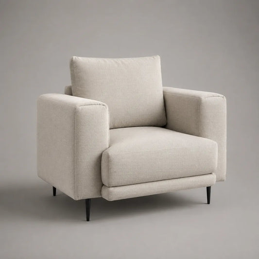 Polstersessel aus Polyestergewebe mit Armlehnen, Creme/Schwarz, 92 × 88 × 89 cm