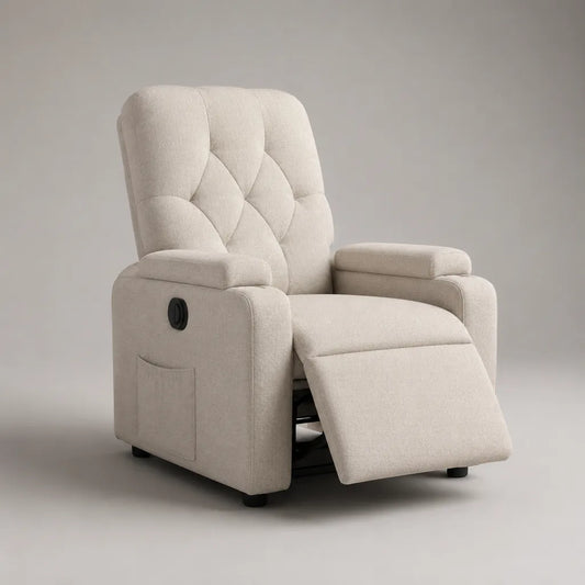Relaxsessel aus Stoff mit manueller Liegefunktion, Beige, 92 × 93 × 105 cm